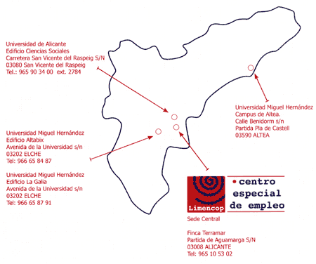 Mapa con la Red de Centros
